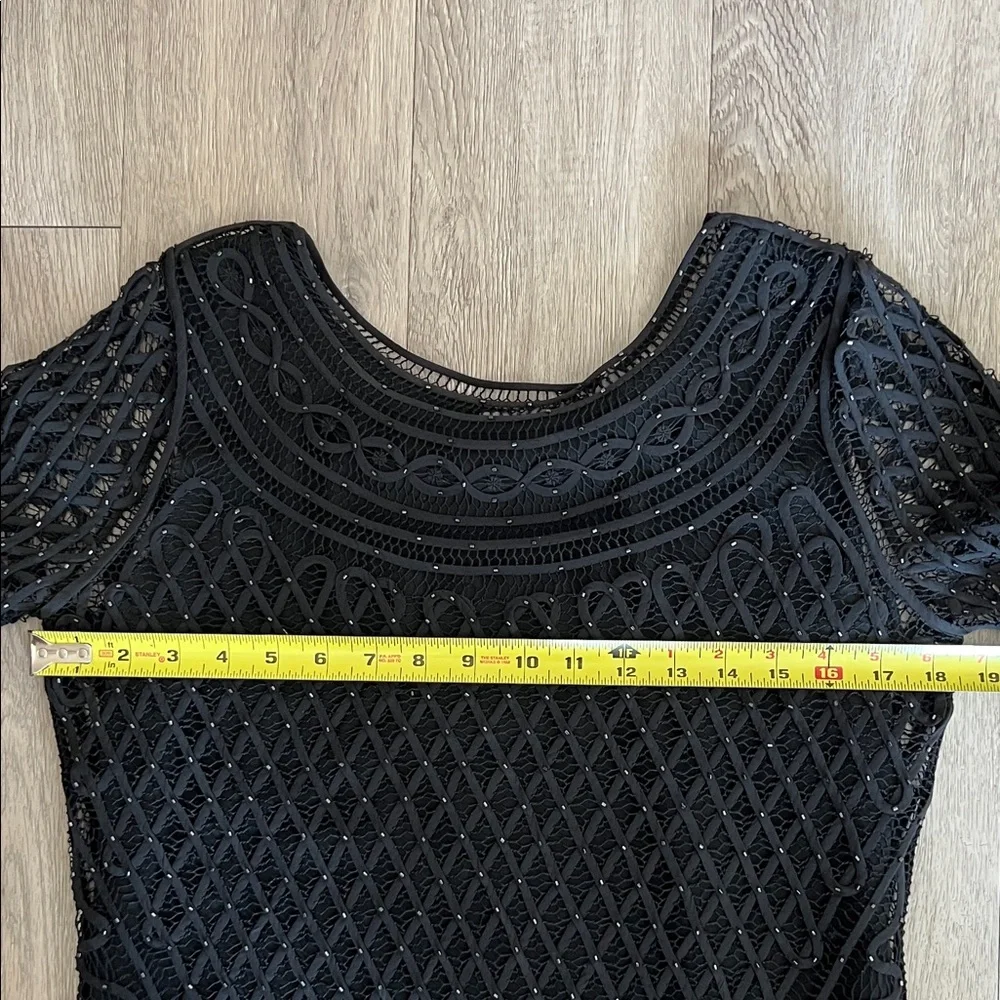 Sigrid Olsen Silk Knit Beaded Crochet Top S Coastal Grandma Black